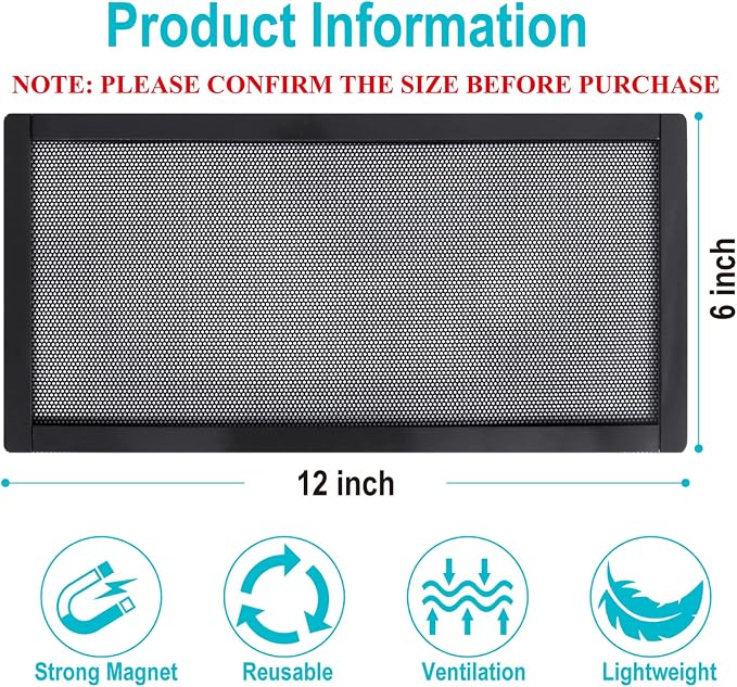 Magnetic Floor Register Vent Covers, 6 x 12 Inch Air Vent Filter Mesh, Sticky - Image 2