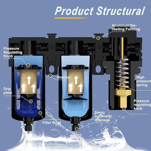 3/8" NPT Air Dryer System, Air Compressor Filter Dryer, 5 and 5 Micron Filter - Image 5