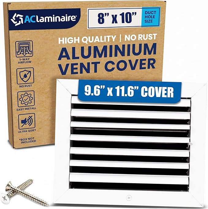 8x10 Aluminum HVAC Wall Register 1-Way Air Vent Cover Ceiling Multi-Shutter by ACLAMINAIRE