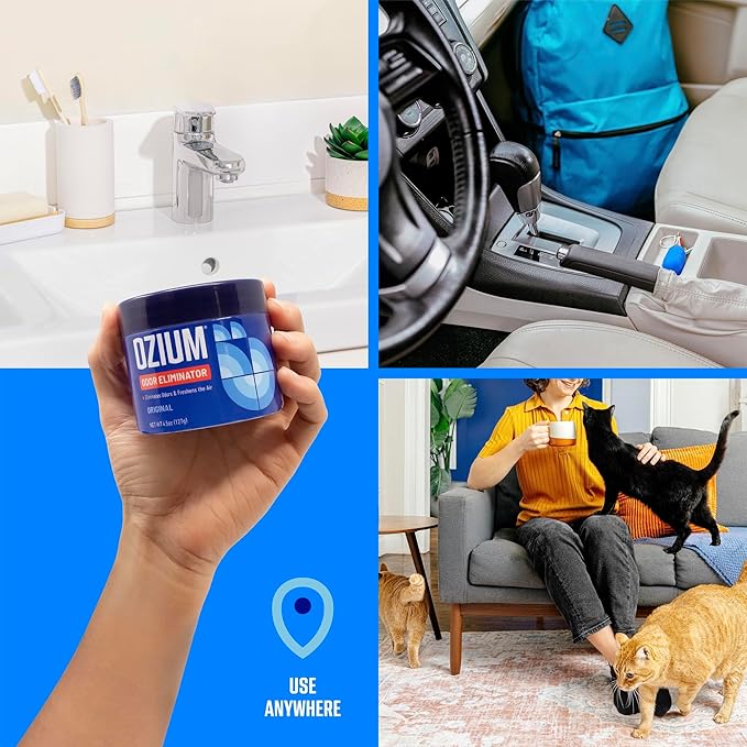 Ozium 4.5 Ounce Odor Eliminating Gel for Homes, Cars, Offices and More, New Car Smell (Pack of 24)