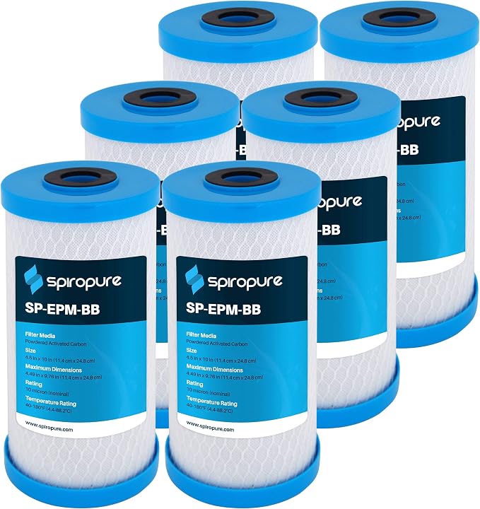 SpiroPure 10x4.5 10 Micron Carbon Block Filter EPM-BB CB-45-1010 by SpiroPure