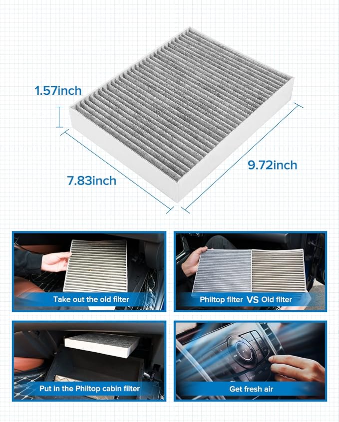 PHILTOP HEPA Cabin Air Filter w/Activated Carbon, Compatible - Image 7