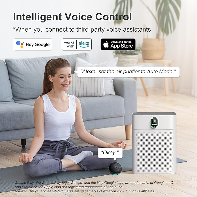 MORENTO Air Purifier for Home Large Room Bedroom Up to 1076 ft², Wi-Fi and - Image 3