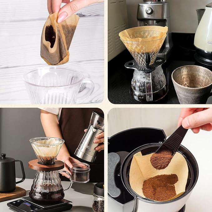 130 Count #4 Cone Coffee Filters 8-12 Cup, Unbleached Natural Paper, Disposable - Image 7