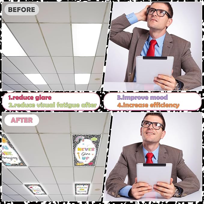 6Pcs Classroom Light Covers for Fluorescent Lights, Composition Inspirational - Image 5