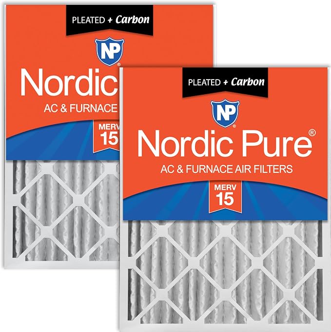Nordic Pure 20x20x4 Pleated Air Filters MERV 15 Plus Carbon 2 Pack by NordicPure