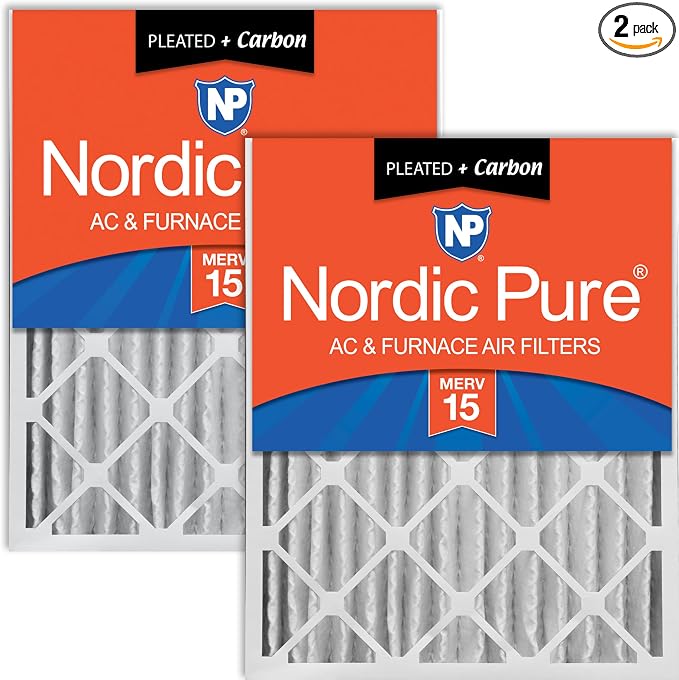 Nordic Pure 18x24x4 Pleated Air Filters MERV 15 Plus Carbon 2 Pack by NordicPure