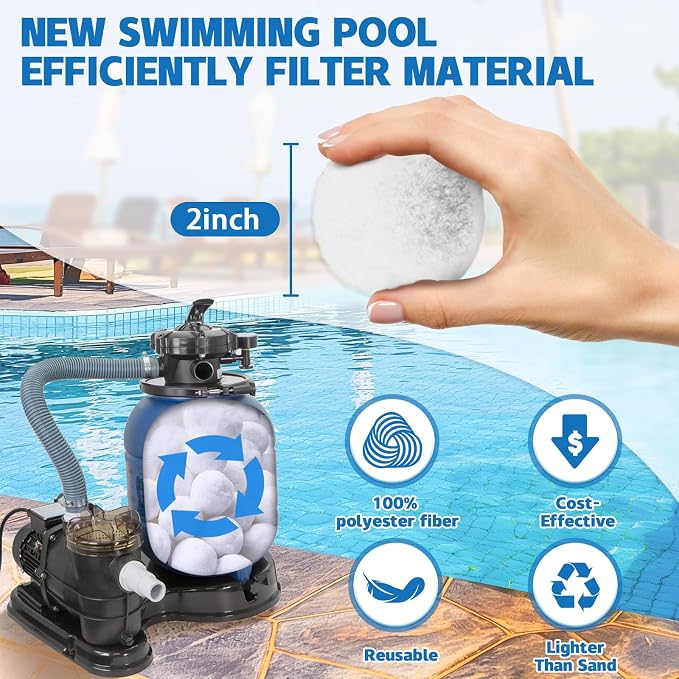 QwayHome 1.54 lbs Pool Filter Balls, Reusable Filter Sand Balls - Image 4