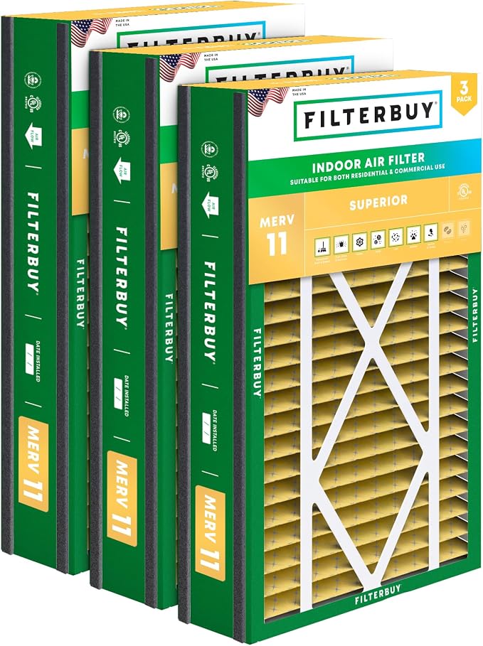 Filterbuy 16x25x3 Air Filter MERV 11 Superior Pet & Allergy Defense, by Filterbuy