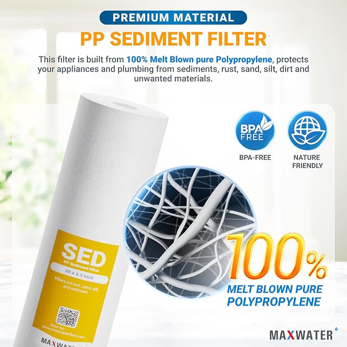 Max Water 10 Micron 20 x 4.5 Sediment Filter 20 inch Whole House BB Water - Image 3
