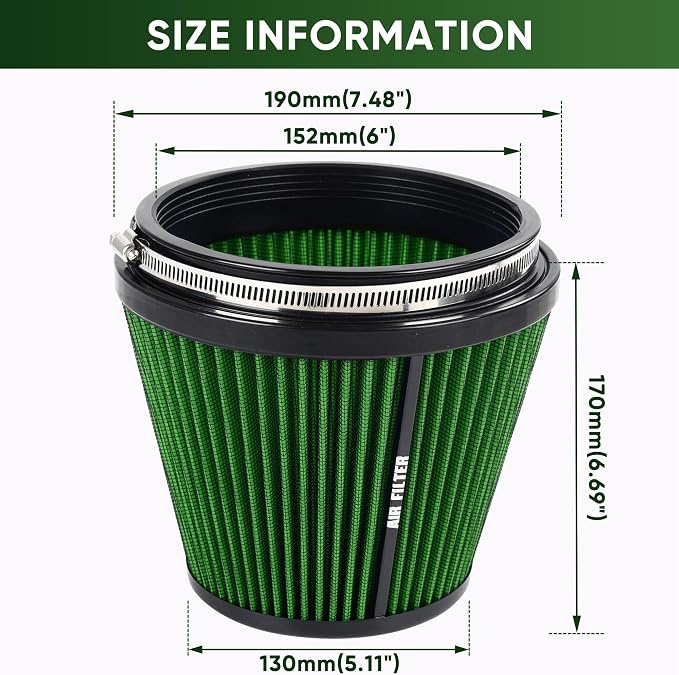 6" 152mm Inlet Cold Air Intake Filter High Flow Honeycomb Top Replacement - Image 3