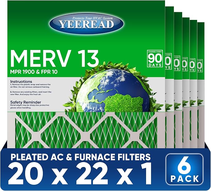 20X22x1 MERV 13 Air Filters, Actual Size: 19.70" x 21.70" x 0.75", Pleated by Unknown