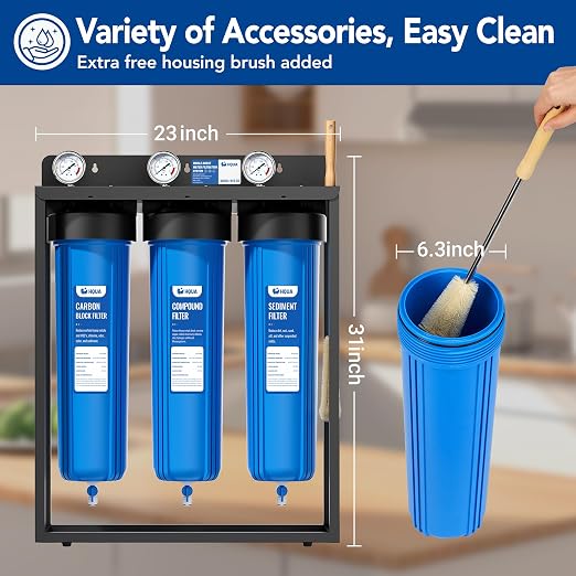 HQUA WF3-02 3-Stage Free-Standing Whole House Water Filtration System, - Image 8