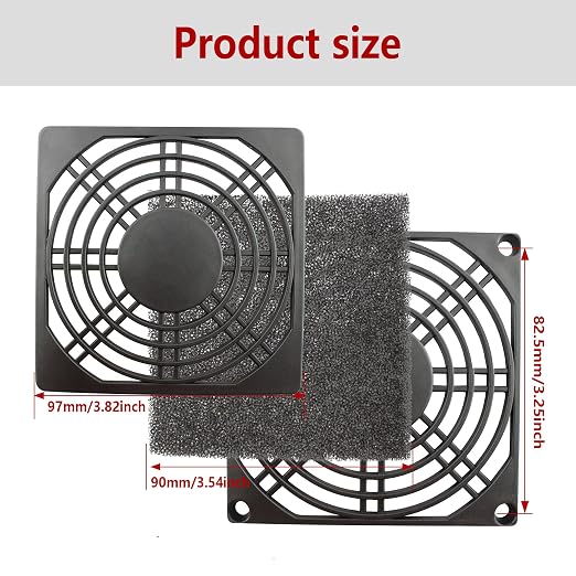 4 Pcs 90mm Black Square Plastic Cooling Fan Filter Cover, Dust Screen - Image 3