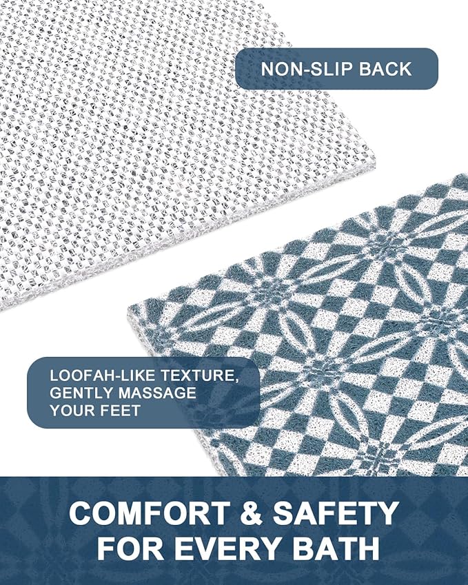 Bathtub Mat Non Slip - Anti Slip Shower Mat, Quick Drying Bath Tub Mats, Soft PVC Loofah Foot Massage Mat, Bath Mat for Shower, Tub, Bathroom, Floor, Kitchen, Pool, Hotel
