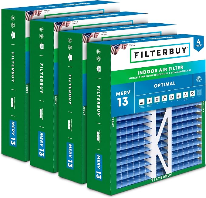 Filterbuy 16x22x5 Air Filter MERV 13 Optimal Smoke & Allergy Defense, Pleated by Filterbuy