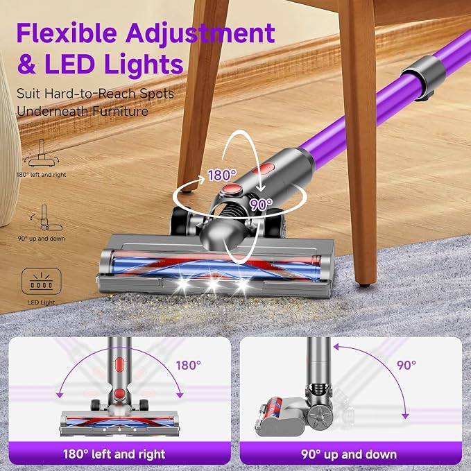 Cordless Vacuum Cleaner, 8 in 1 40Kpa 55Mins, Lightweight Vacuum Cleaners - Image 5