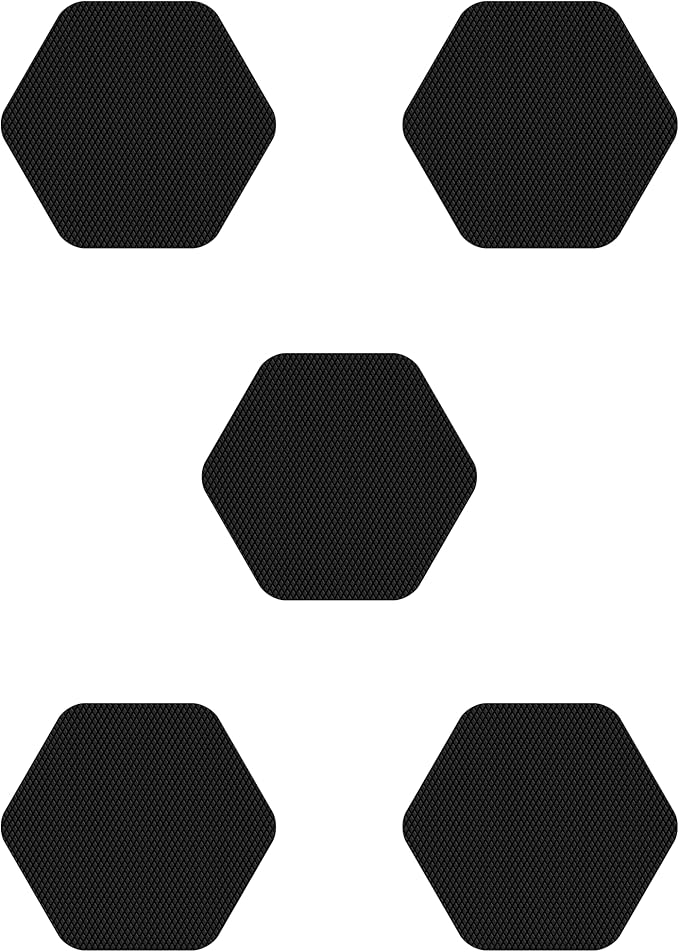 Kahuna Grip Bathtub Bath and Shower 5¼" Hexagon Non-Slip Traction Treads (Black)