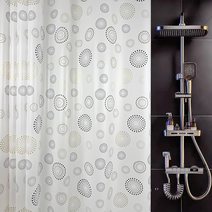 Plastic Shower Curtain Liner, Waterproof Printed PEVA Shower Curtain with Design, Gold Dots Pattern, Rustproof Grommets, Standard Size 70x72 Bathtub Curtain for Bathroom (Pack of 1)