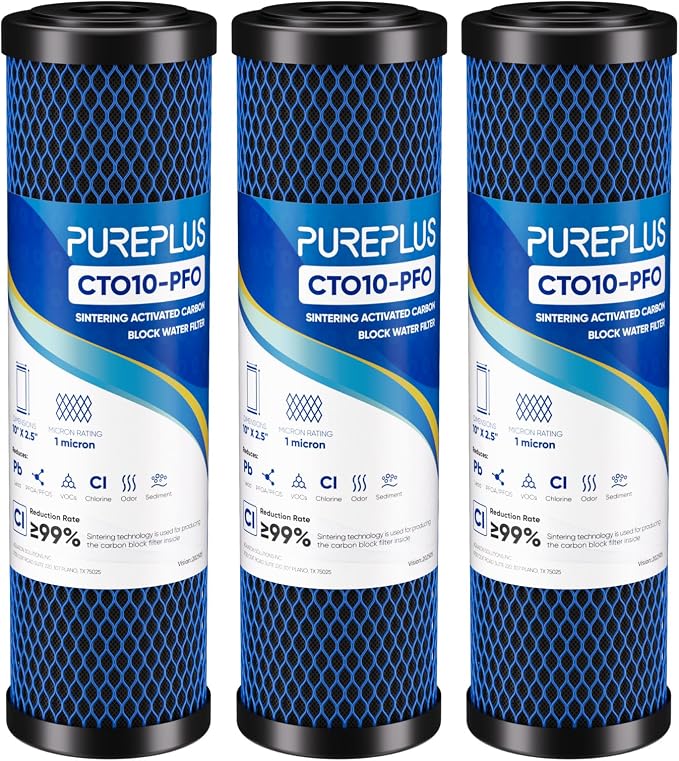 1 Micron 2.5" x 10" Whole House CTO Carbon Water Filter Cartridge Replacement by PUREPLUS