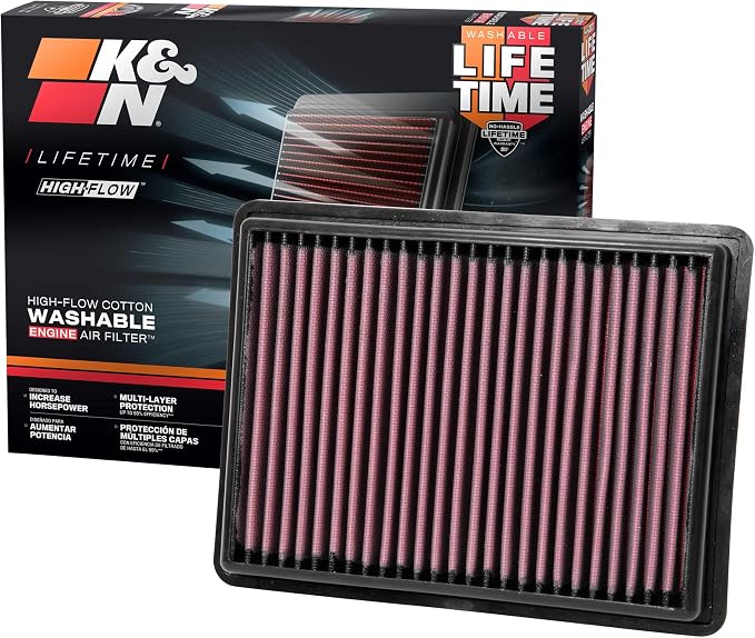 K&N High-Flow Original Lifetime Engine Air Filter: Increase Power: Premium by KNEngineeringInc
