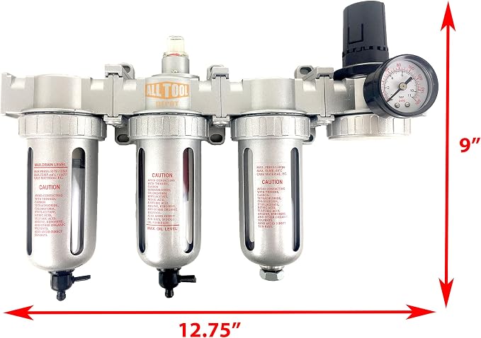3/8" NPT MID FLOW 4 Stages Filter Coalescing Desiccant Dryer Regulator System - Image 2