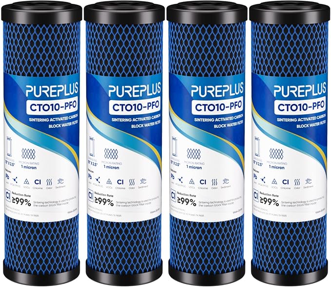 1 Micron 2.5" x 10" Whole House CTO Carbon Water Filter Cartridge Replacement by PUREPLUS