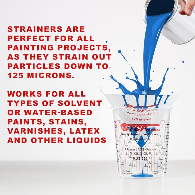 TCP Global - 125 Micron Filter Tips Ultra-Fine Paint Strainer - Pure Blue Nylon - Image 4