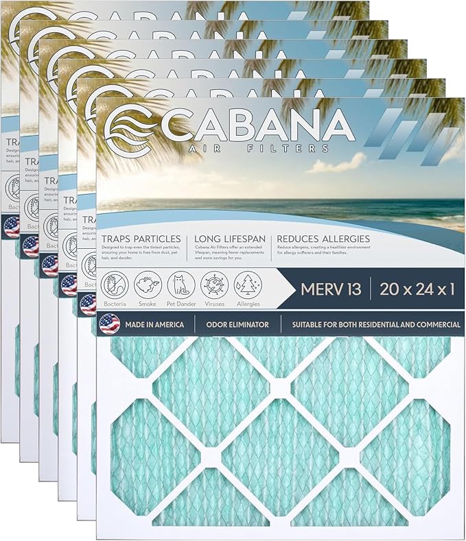Cabana Filters 6-Pack 20x24x1 MERV 13 AC Furnace Air Filter by CabanaAirFilters