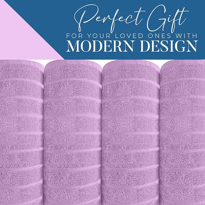 DAN RIVER Pack of 2 Bath Sheet 35x70 Inches, Ribbed XL Towels Oversized for Adults, Fluffy and Soft Plush Towels - Lavender