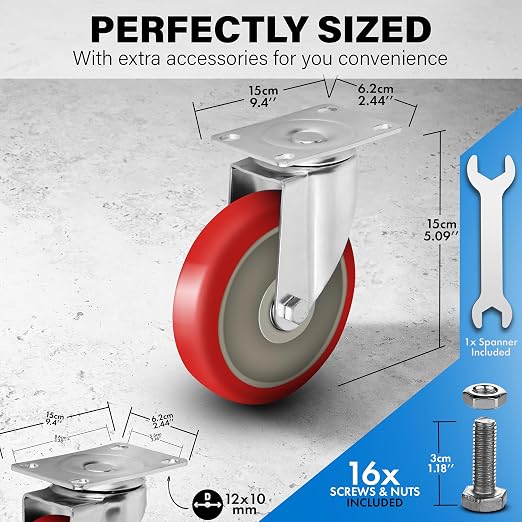 5 Inch Heavy Duty Casters Set of 4, Scratch Resistant & 360 Degree Rotatable - Image 2
