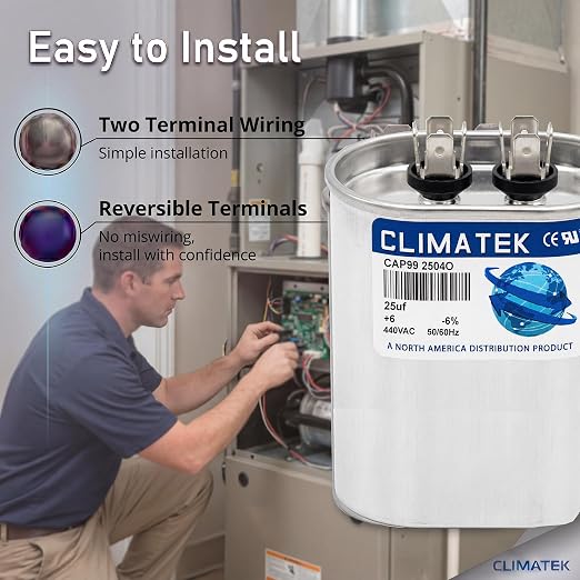 ClimaTek 25 MFD 370/440 Volt VAC Run Oval Capacitor CAP99-2504O - Image 3
