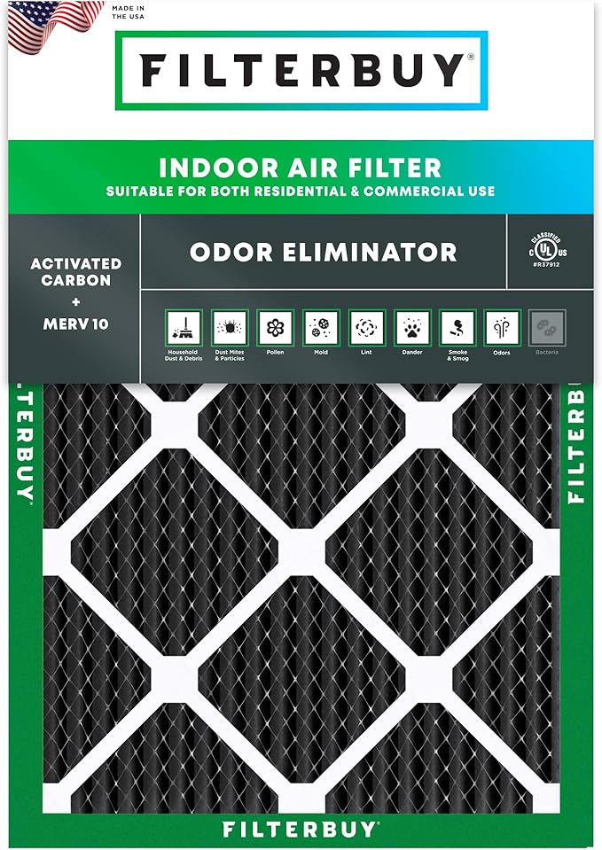 Filterbuy 20x25x1 Air Filter MERV 10 Odor & Allergy Defense by Filterbuy