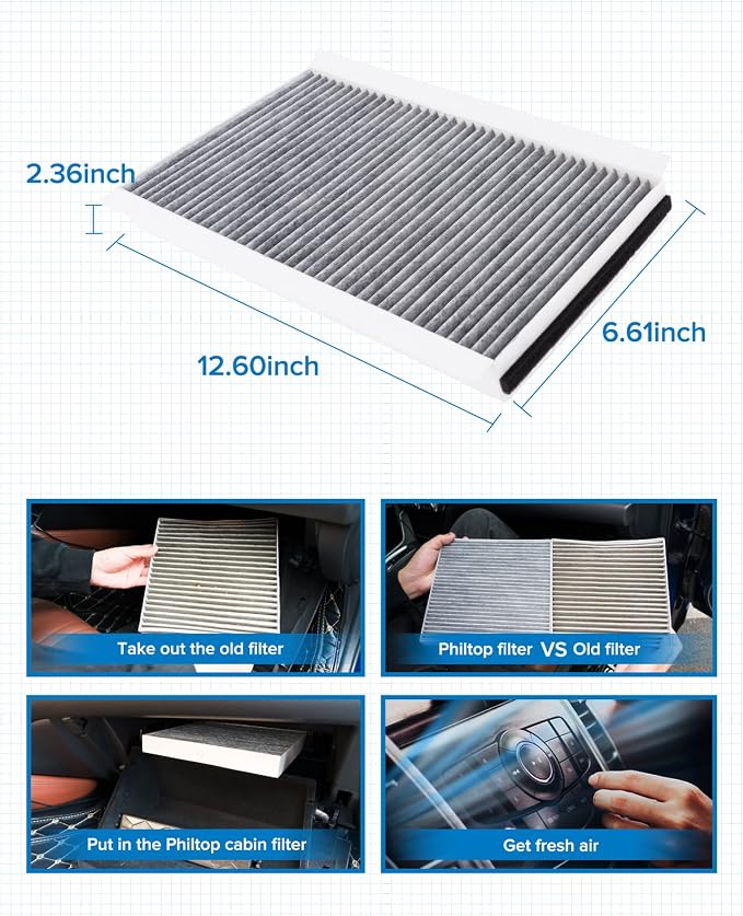 PHILTOP HEPA Cabin Air Filter w/Activated Carbon, Compatible - Image 7