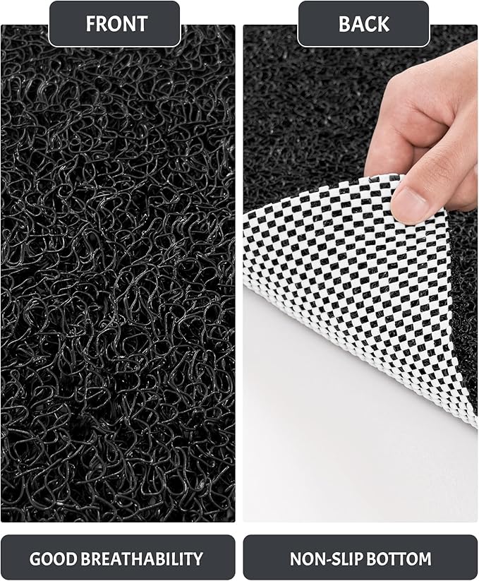 Non Slip Shower Mats for Inside Shower,17x30 Inch,Anti-Slip Bathtub Mats for Bathroom, Foot Scrubber Loofah Bath Mats for Shower, Quick Drying Shower Stall Mats for Wet Areas (Black)