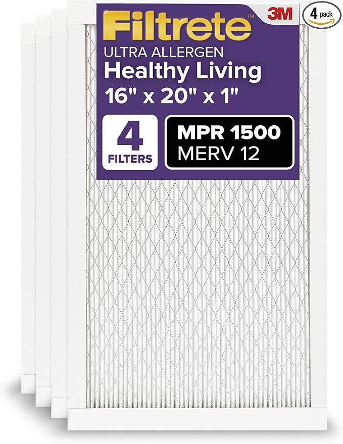 Filtrete 16x20x1 AC Furnace Air Filter, MERV 12, MPR 1500, CERTIFIED asthma & by Filtrete