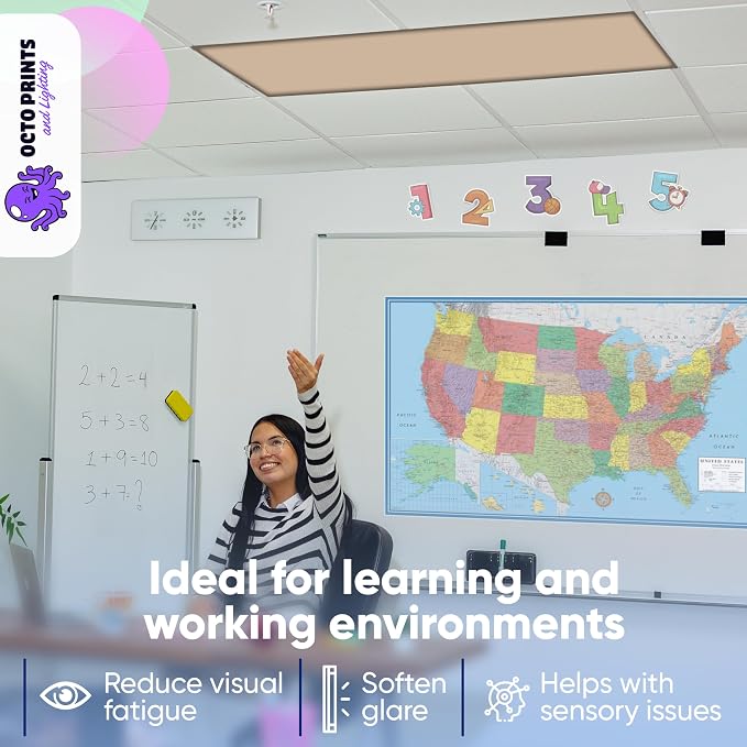 Fluorescent Light Covers for Ceiling Lights Classroom, Magnetic Fabric Light - Image 6