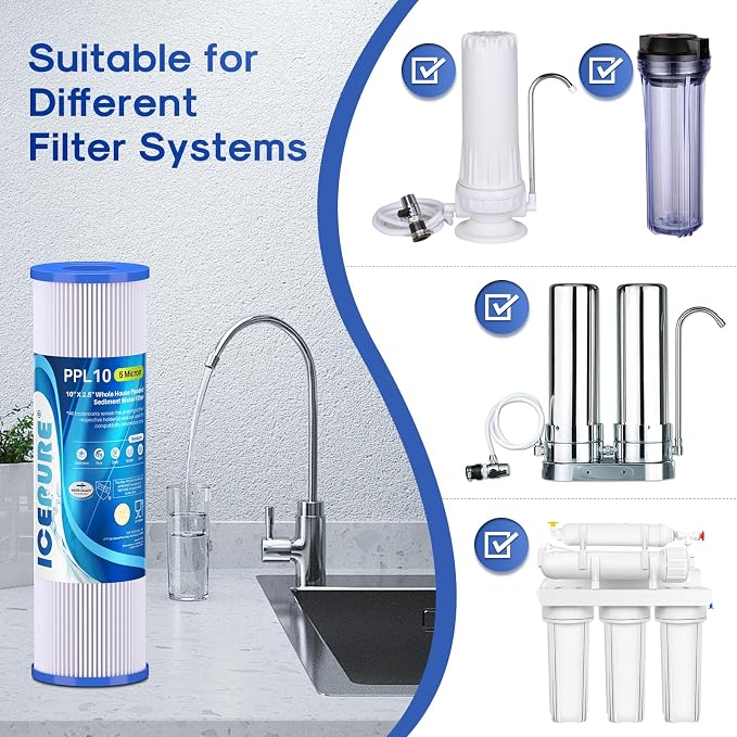 10" x 2.5" Pleated Sediment Water Filter Cartridge Replacement Any 10 inch RO - Image 8