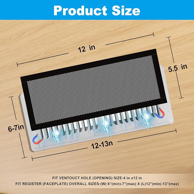 6-Pack Black Magnetic Vent Covers 5.5x12 Inch - Image 3