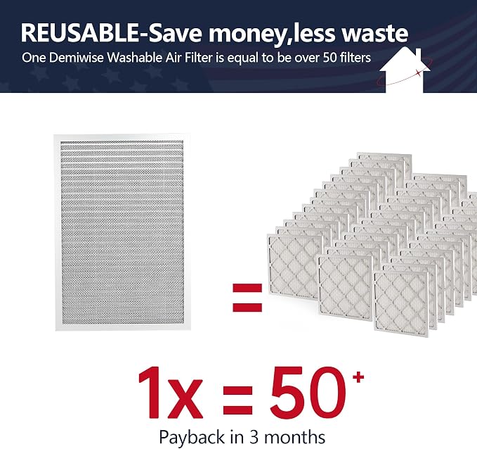16x24x1 Lifetime Electrostatic Air Filter, MERV 8 Reusable Aluminum AC/HVAC - Image 2