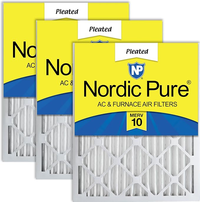 Nordic Pure 16x20x2 Pleated MERV 10 Air Filters 3 Pack by NordicPure