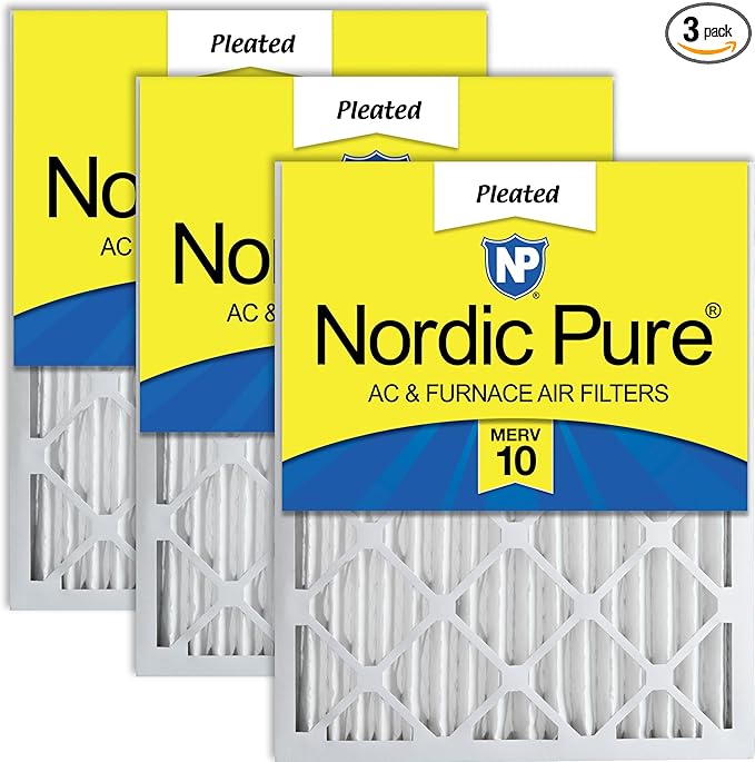 Nordic Pure 14x20x2 Pleated MERV 10 Air Filters 3 Pack by NordicPure