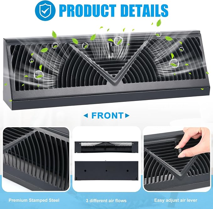 Yaocom 2 Pack Baseboard Register Vent 18 Inch Duct Opening Size Vent Covers - Image 3