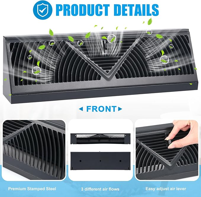 Yaocom 2 Pack Baseboard Register Vent 15 Inch Duct Opening Size Vent Covers - Image 3
