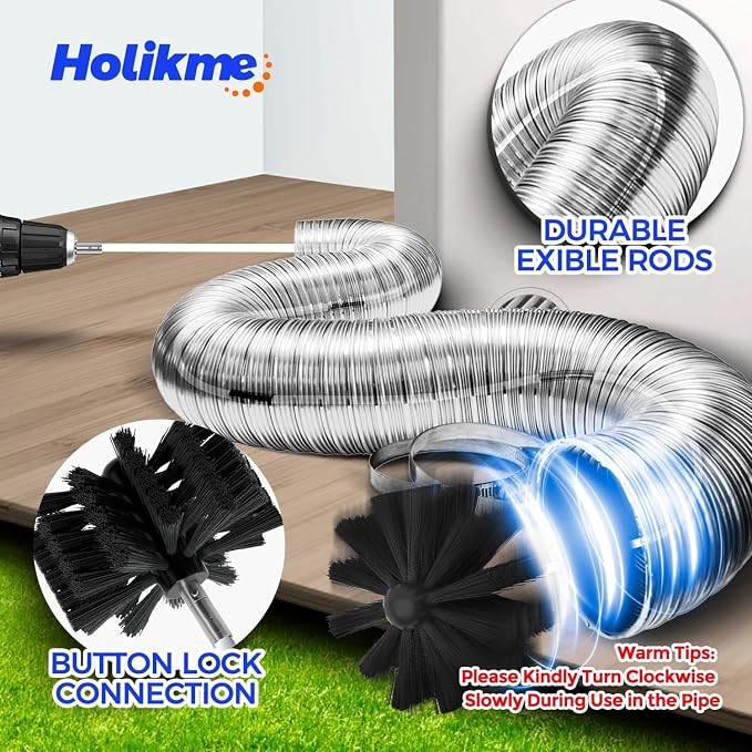 Holikme 40 Feet Dryer Vent Cleaner Kit, Flexible Lint Brush - Image 2