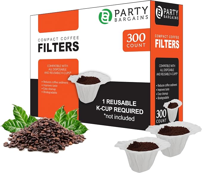 PARTY BARGAINS 300 Compact White Coffee Filter Liners – Disposable, Compatible by PARTYBARGAINS