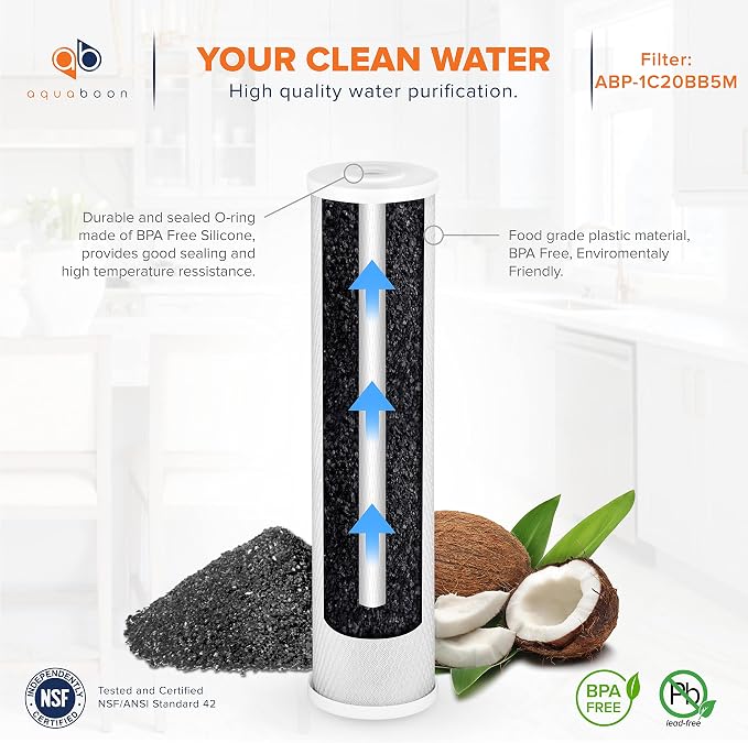 Aquaboon 5 Micron 20 x 4.5 Premium CTO Activated Carbon Water Filter Cartridge - Image 5