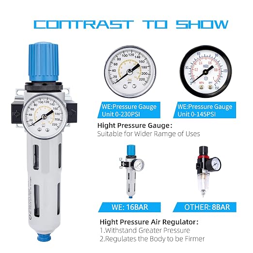 NANPU 1/2" NPT High Pressure Compressed Air Filter Regulator Water/Oil Trap - Image 5