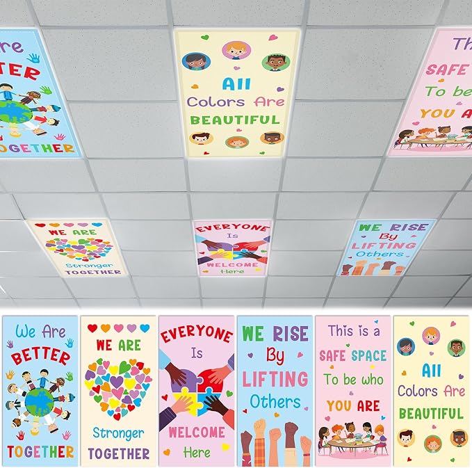 6Pcs Inspirational Fluorescent Light Covers by Wiooffen