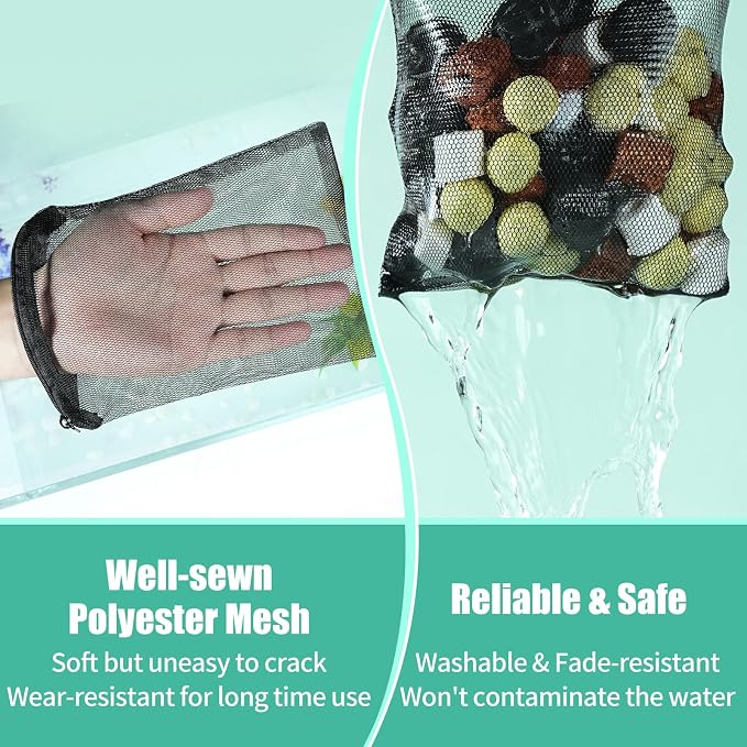 AQUANEAT 10pcs Aquarium Filter Media Bags, Fish Tank Coarse Mesh Bags - Image 2